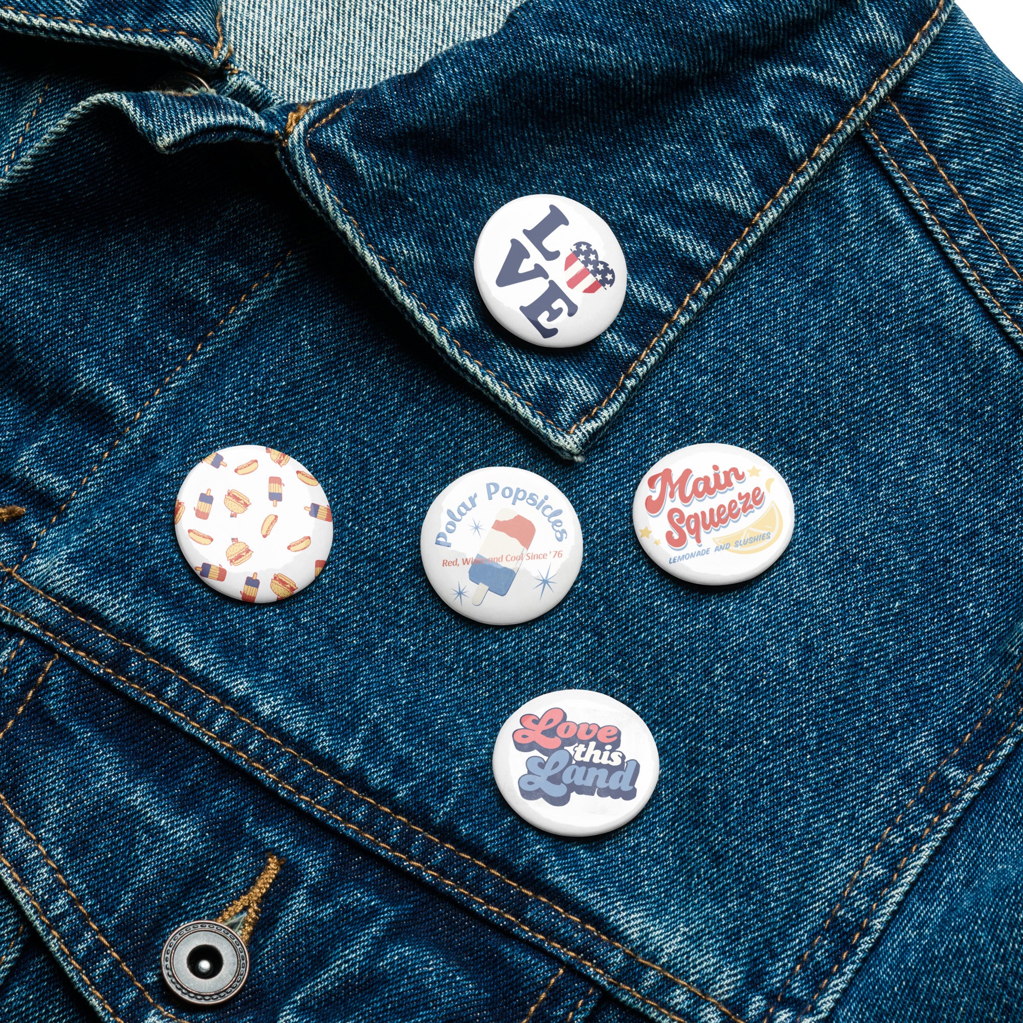 Set of pin buttons
