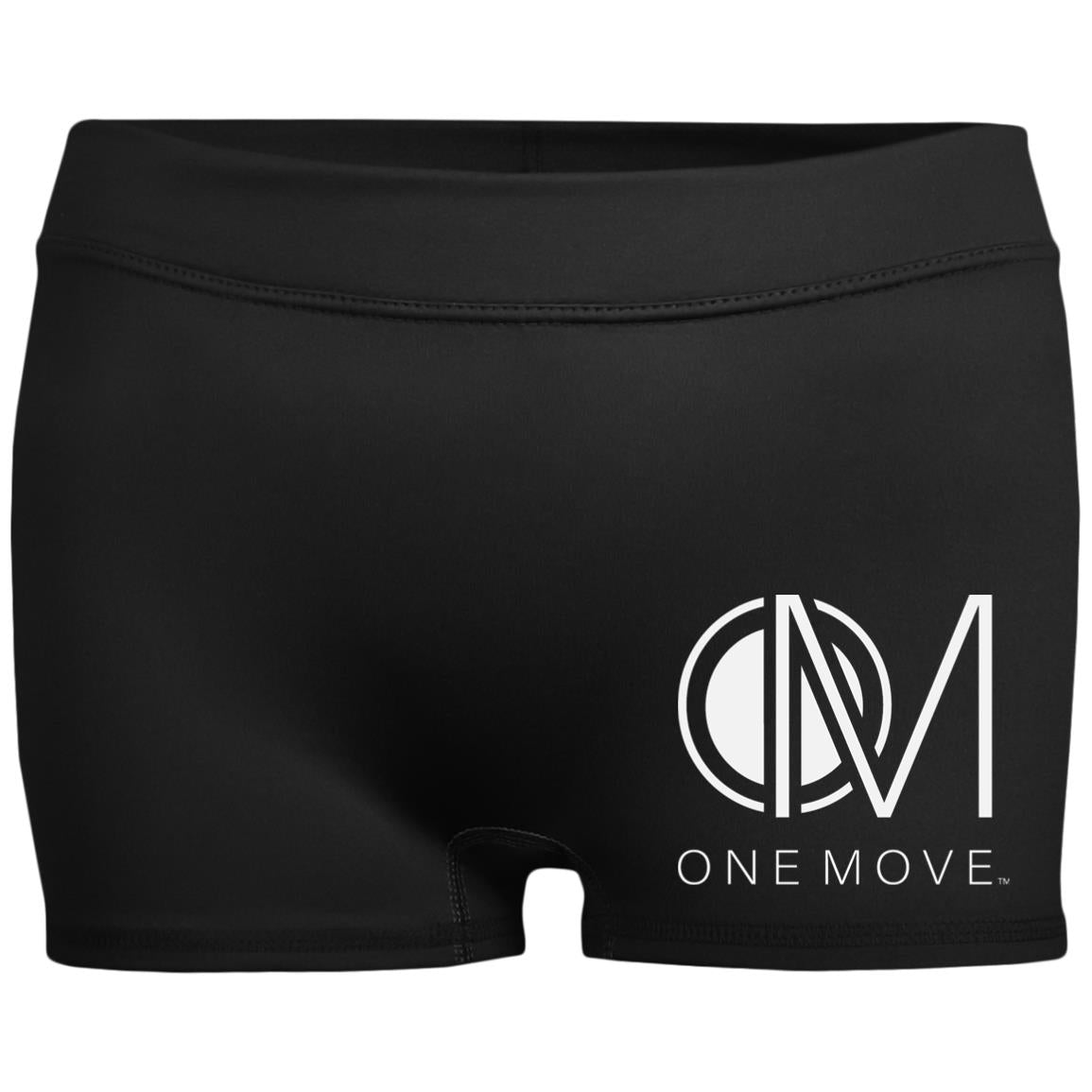 OM-wht Ladies' Fitted Moisture-Wicking 2.5 inch Inseam Shorts